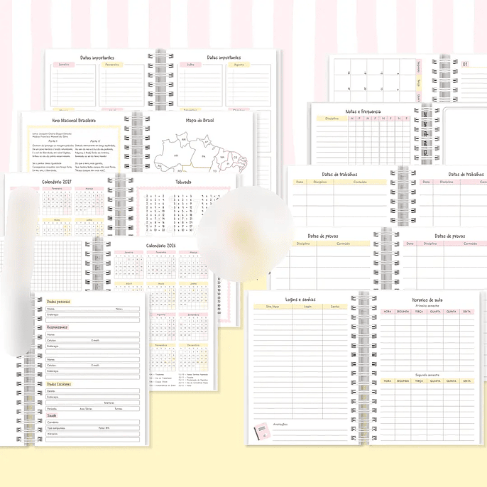 Arquivo Agenda Escolar 2026 Rosa com Amarelo A5 4