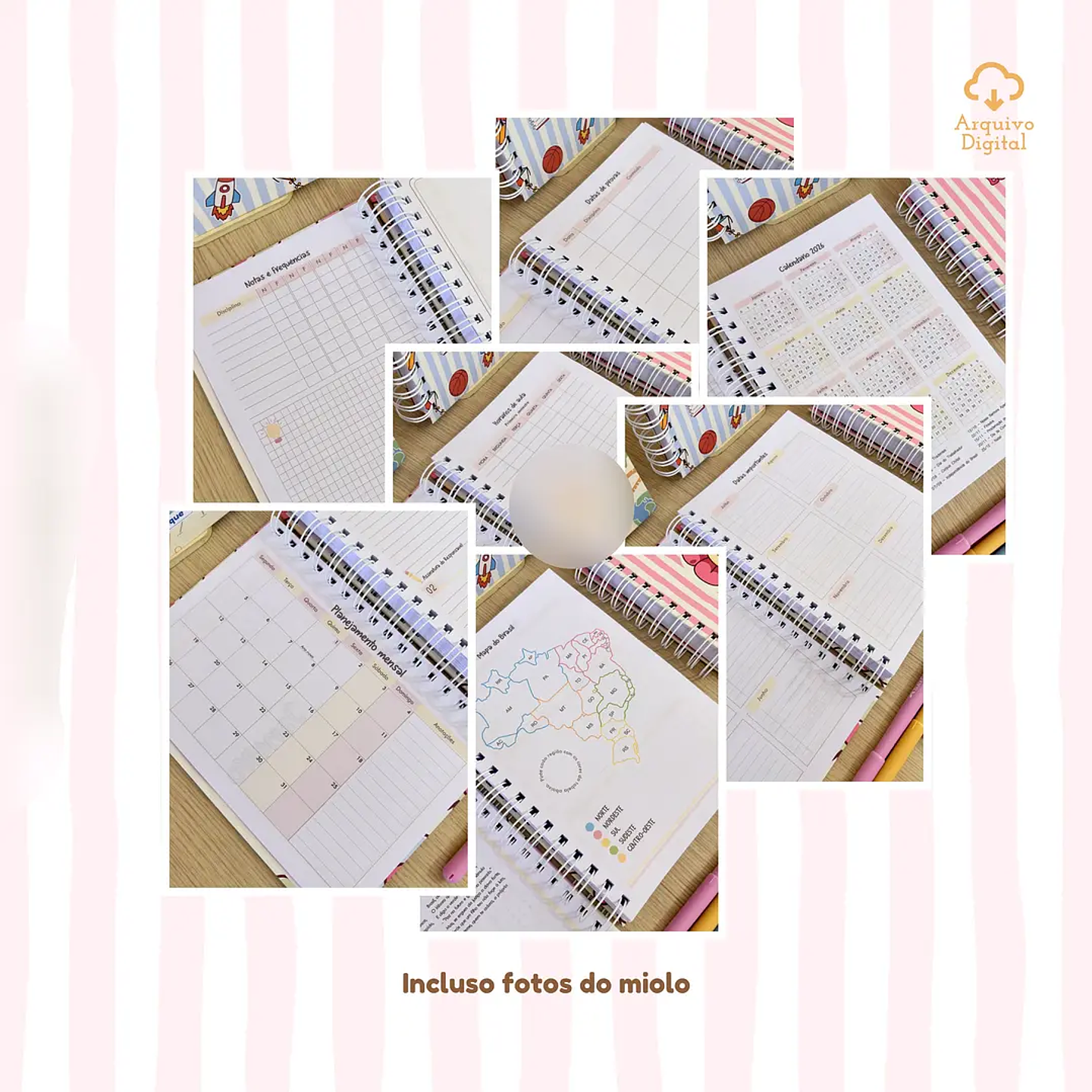 Arquivo Agenda Escolar 2026 Rosa com Amarelo A5 5