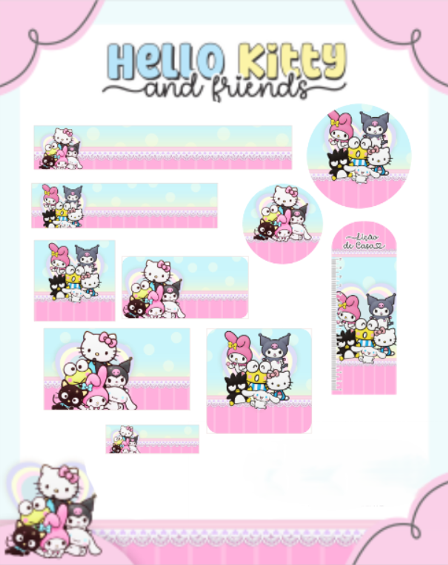 Arquivo Etiqueta Escolar Hello Kitty and Friends - PAMELLA 1