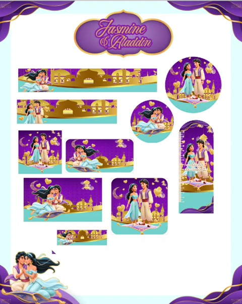 Arquivo Etiqueta Escolar Jasmine e Aladdin - PAMELLA