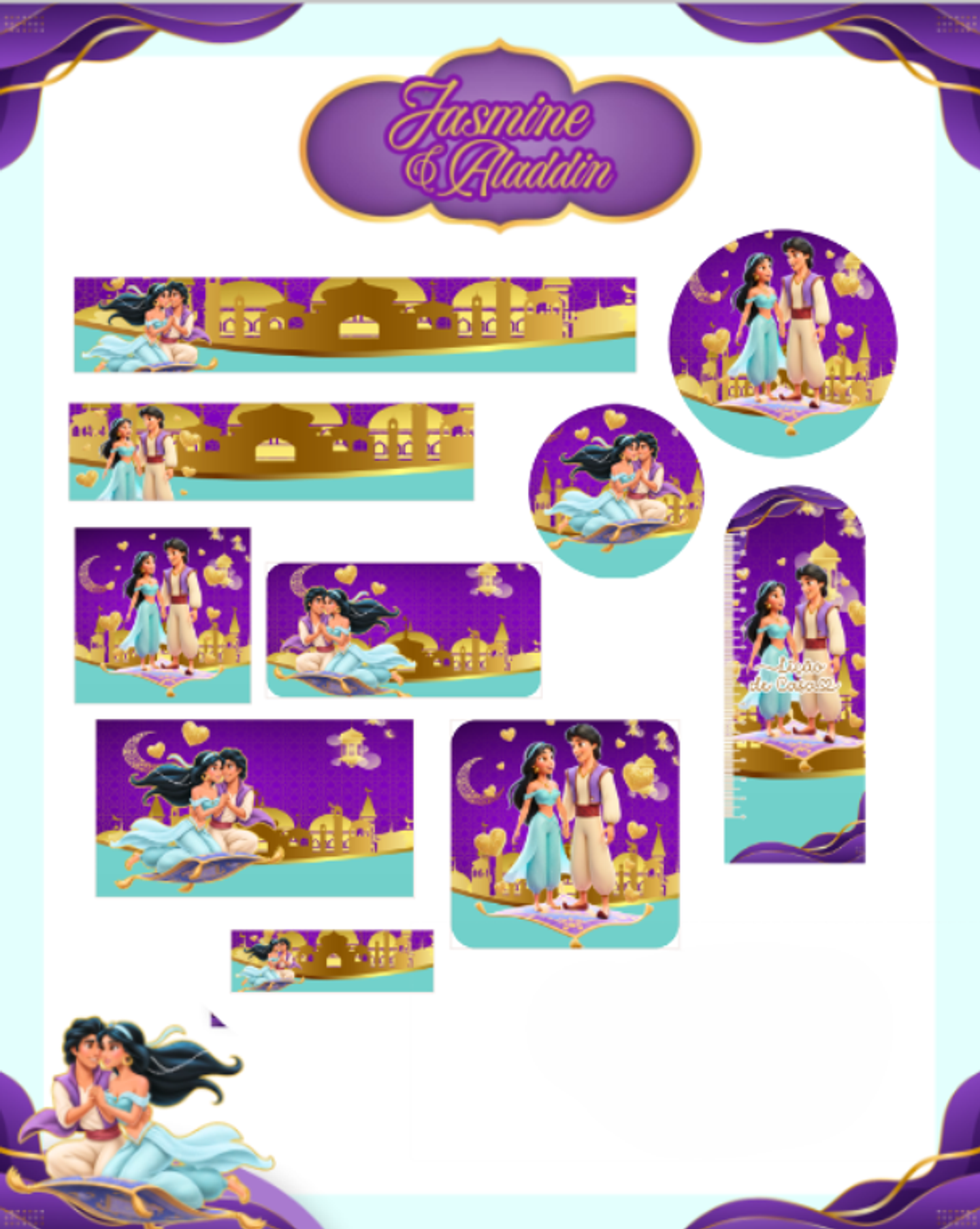 Arquivo Etiqueta Escolar Jasmine e Aladdin - PAMELLA 1