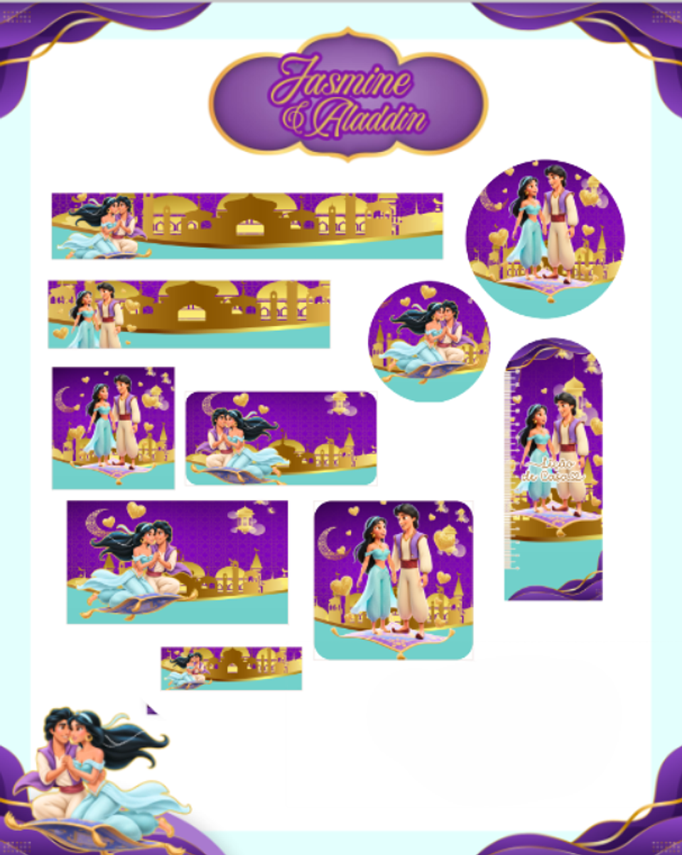 Arquivo Etiqueta Escolar Jasmine e Aladdin - PAMELLA 1