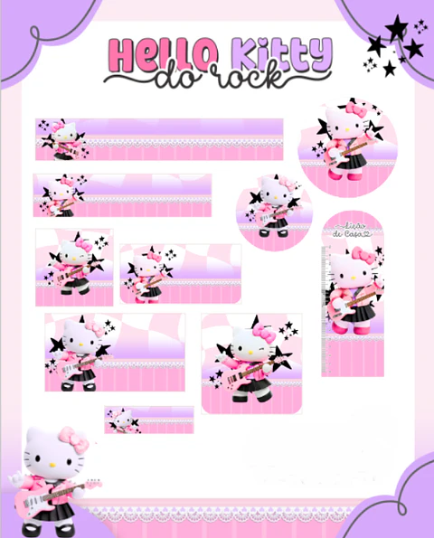 Arquivo Etiqueta Escolar Hello Kitty do Rock - PAMELLA