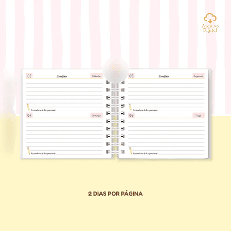 Arquivo Mini Agenda Escolar Quadrada 2026 Rosa com Amarelo 2