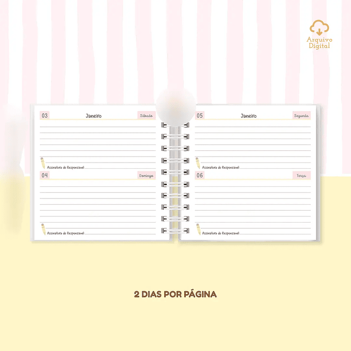 Arquivo Mini Agenda Escolar Quadrada 2026 Rosa com Amarelo 2