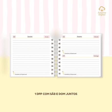 Arquivo Mini Agenda Escolar Quadrada 2026 Rosa com Amarelo 3