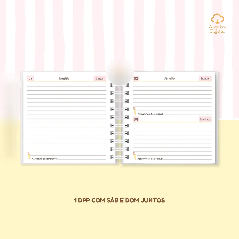 Arquivo Mini Agenda Escolar Quadrada 2026 Rosa com Amarelo 3