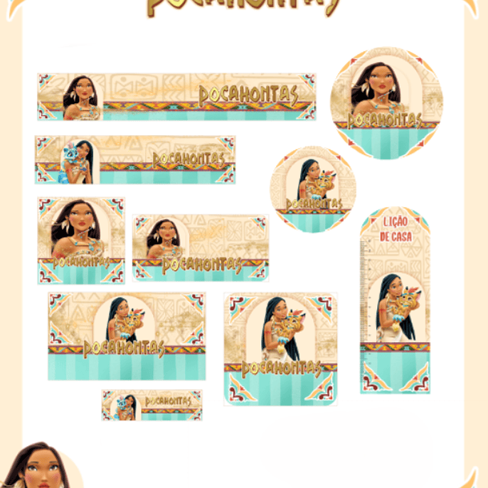 Arquivo Etiqueta Escolar Pocahontas - PAMELLA 1