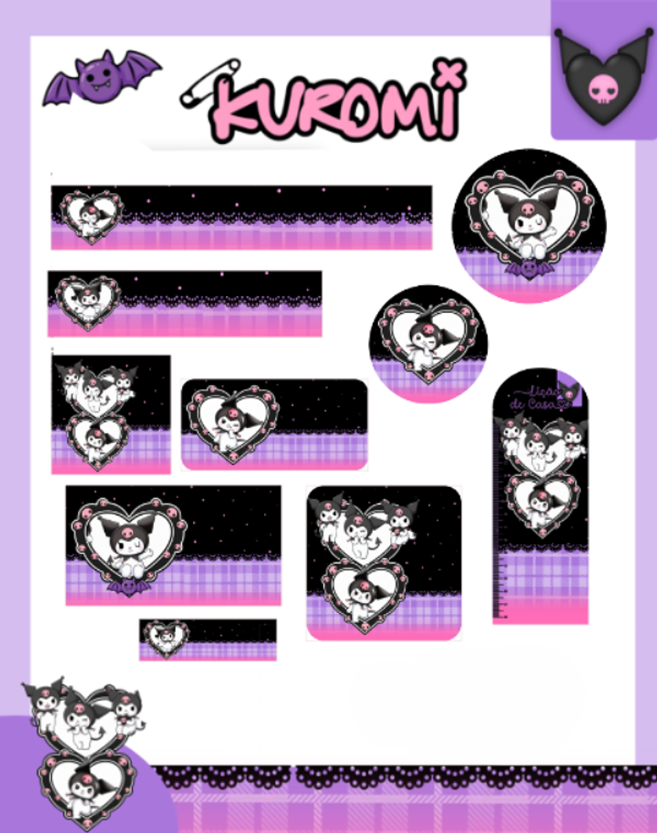 Arquivo Etiqueta Escolar Kuromi - PAMELLA 1