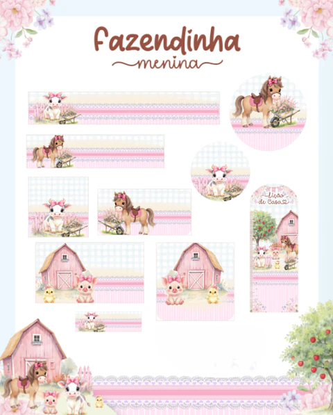 Arquivo Etiqueta Escolar Fazendinha Menina - PAMELLA