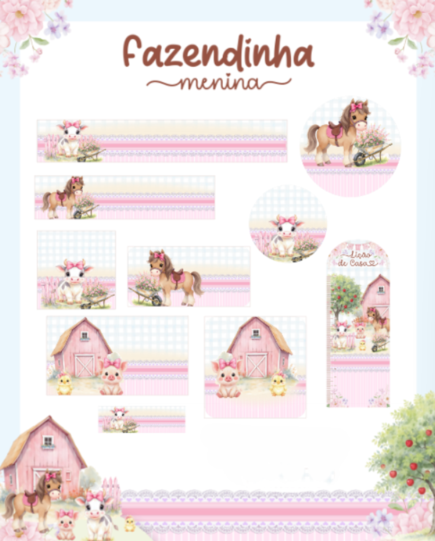 Arquivo Etiqueta Escolar Fazendinha Menina - PAMELLA 1