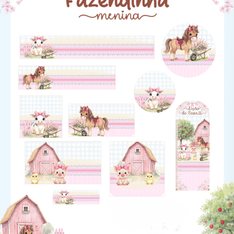 Arquivo Etiqueta Escolar Fazendinha Menina - PAMELLA 1
