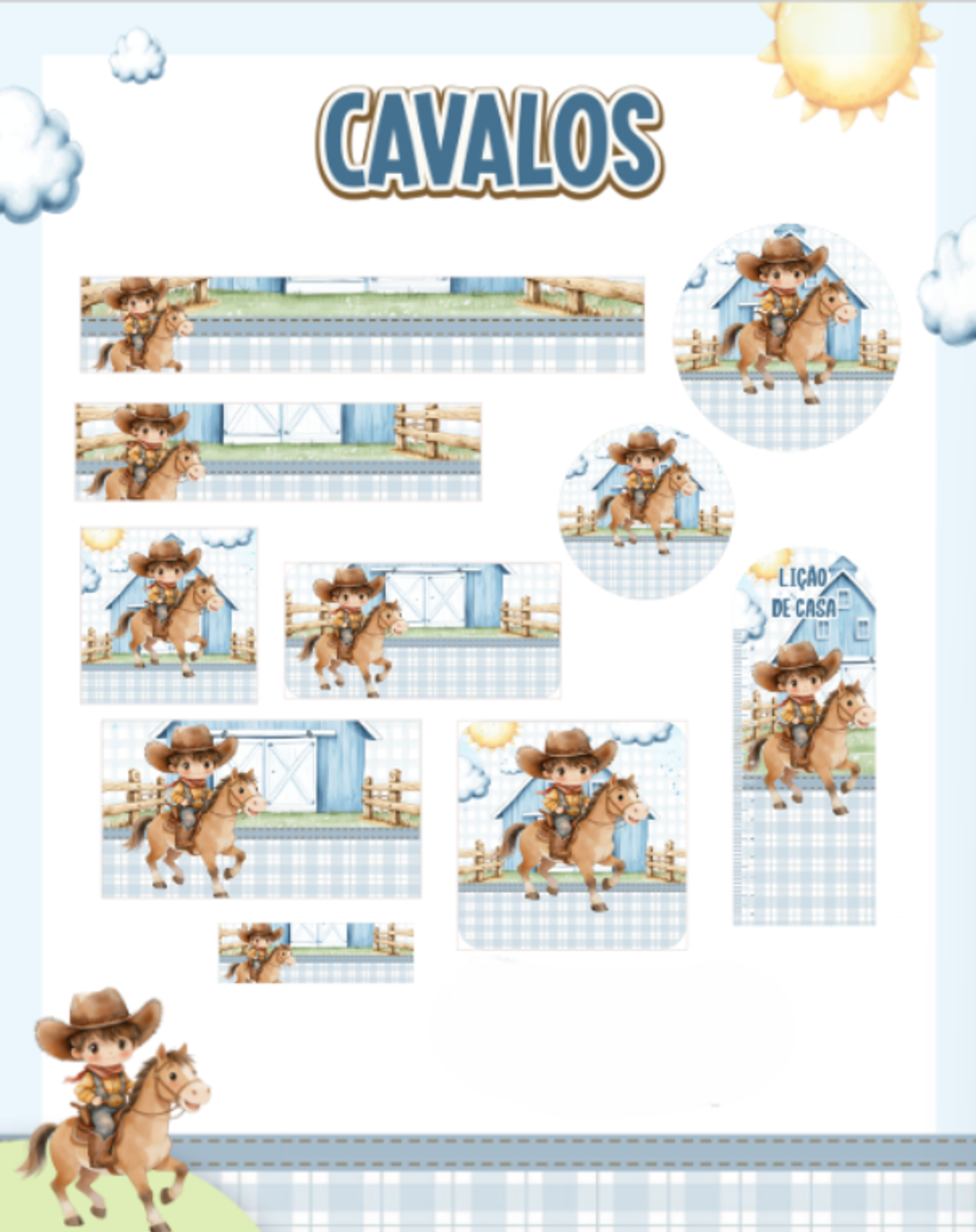 Arquivo Etiqueta Escolar Cavalos - PAMELLA 1