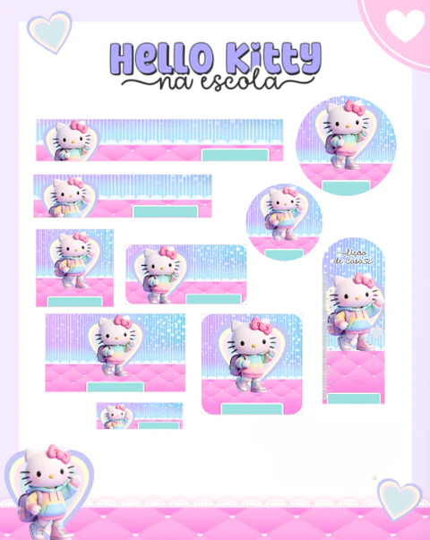 Arquivo Etiqueta Escolar Hello Kitty na Escola - PAMELLA