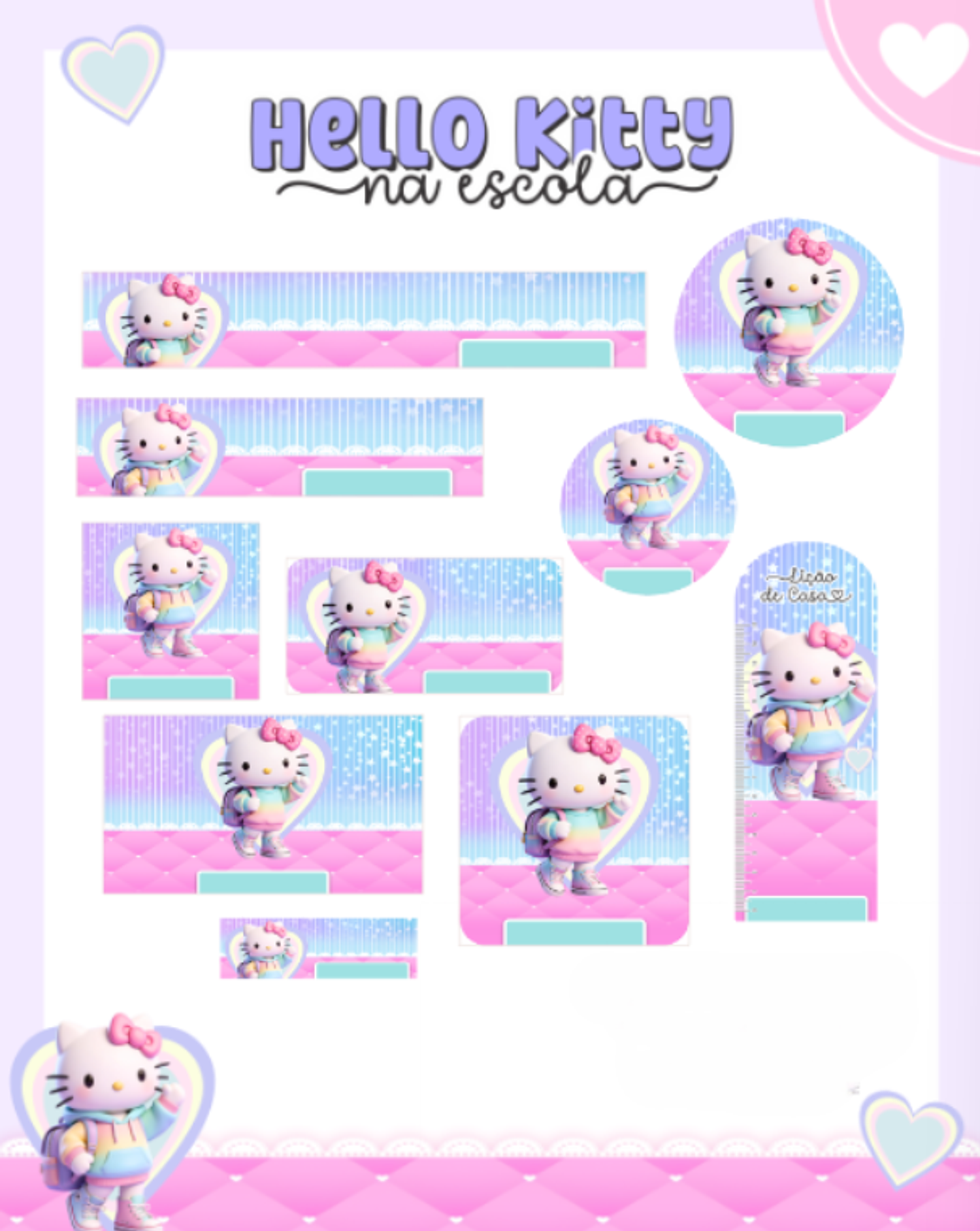 Arquivo Etiqueta Escolar Hello Kitty na Escola - PAMELLA 1