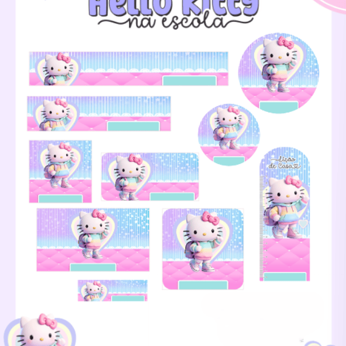 Arquivo Etiqueta Escolar Hello Kitty na Escola - PAMELLA 1