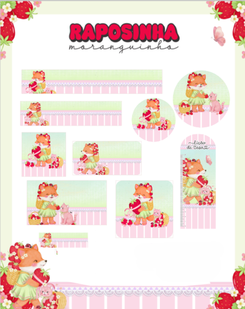 Arquivo Etiqueta Escolar Raposinha Moranguinho - PAMELLA 1