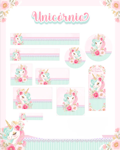 Arquivo Etiqueta Escolar Unicórnio - PAMELLA