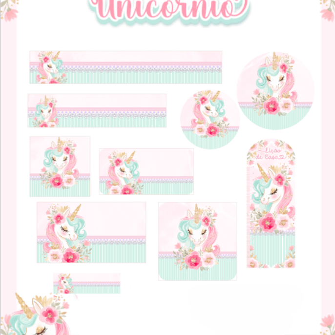 Arquivo Etiqueta Escolar Unicórnio - PAMELLA 1