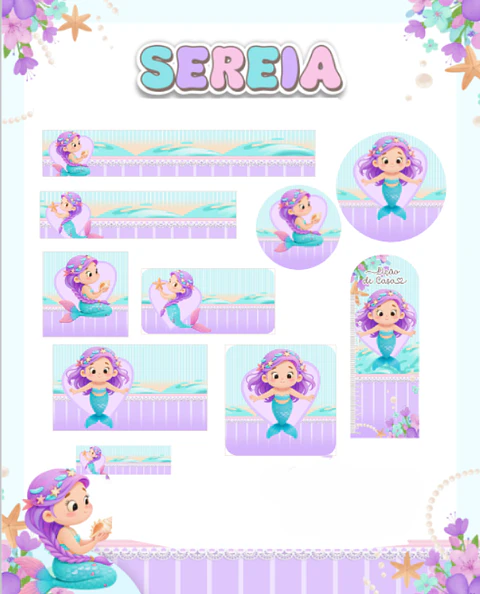 Arquivo Etiqueta Escolar Sereia - PAMELLA