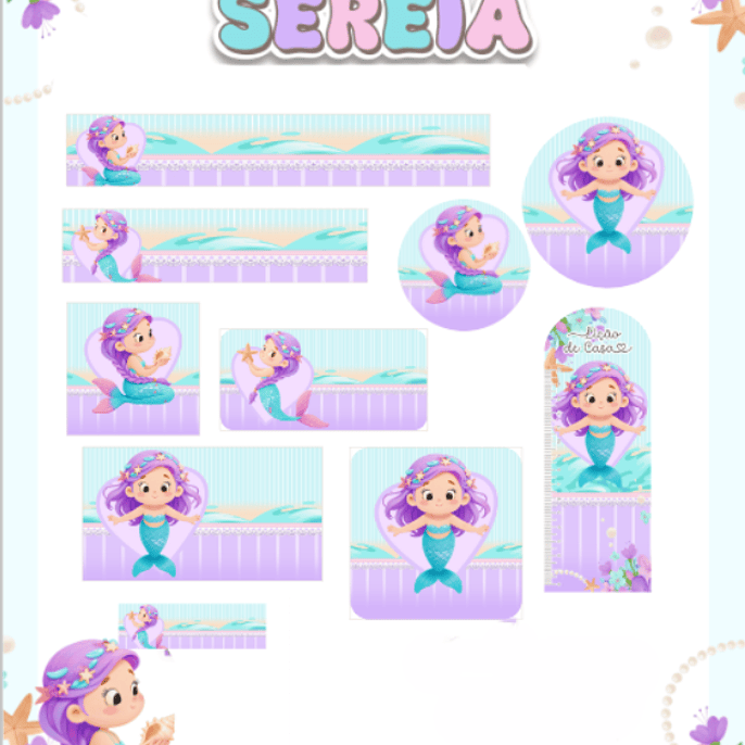 Arquivo Etiqueta Escolar Sereia - PAMELLA 1