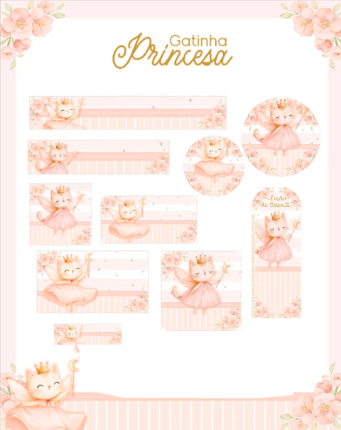 Arquivo Etiqueta Escolar Gatinha Princesa - PAMELLA