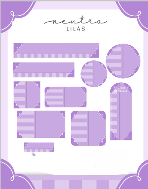 Arquivo Etiqueta Escolar Neutro Lilás