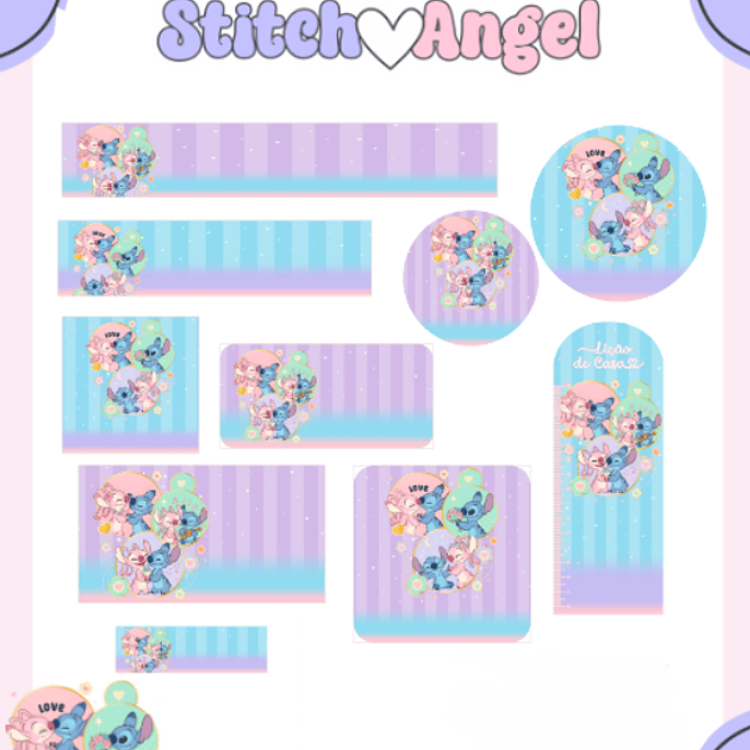 Arquivo Etiqueta Escolar Stitch & Angel 1