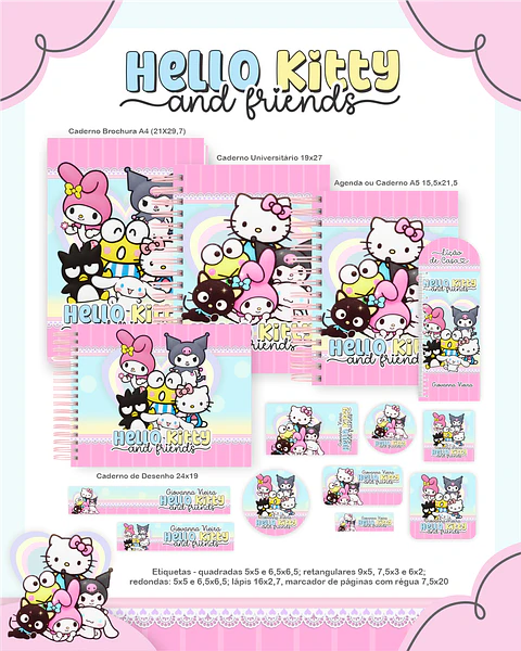 Arquivo Combo Hello Kitty and Friends- Pamella