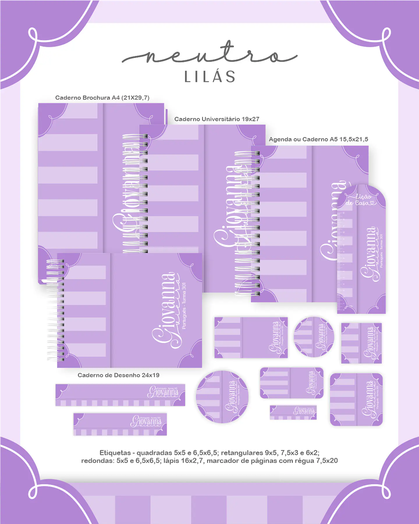 Arquivo Encadernação Escolar 2026 Neutro Lilás 1