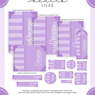 Arquivo Encadernação Escolar 2026 Neutro Lilás