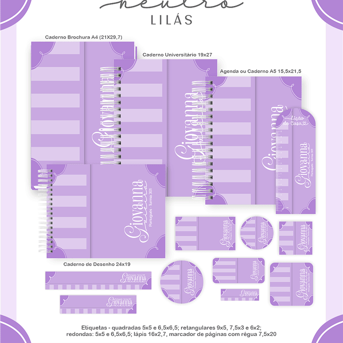Arquivo Encadernação Escolar 2026 Neutro Lilás 1