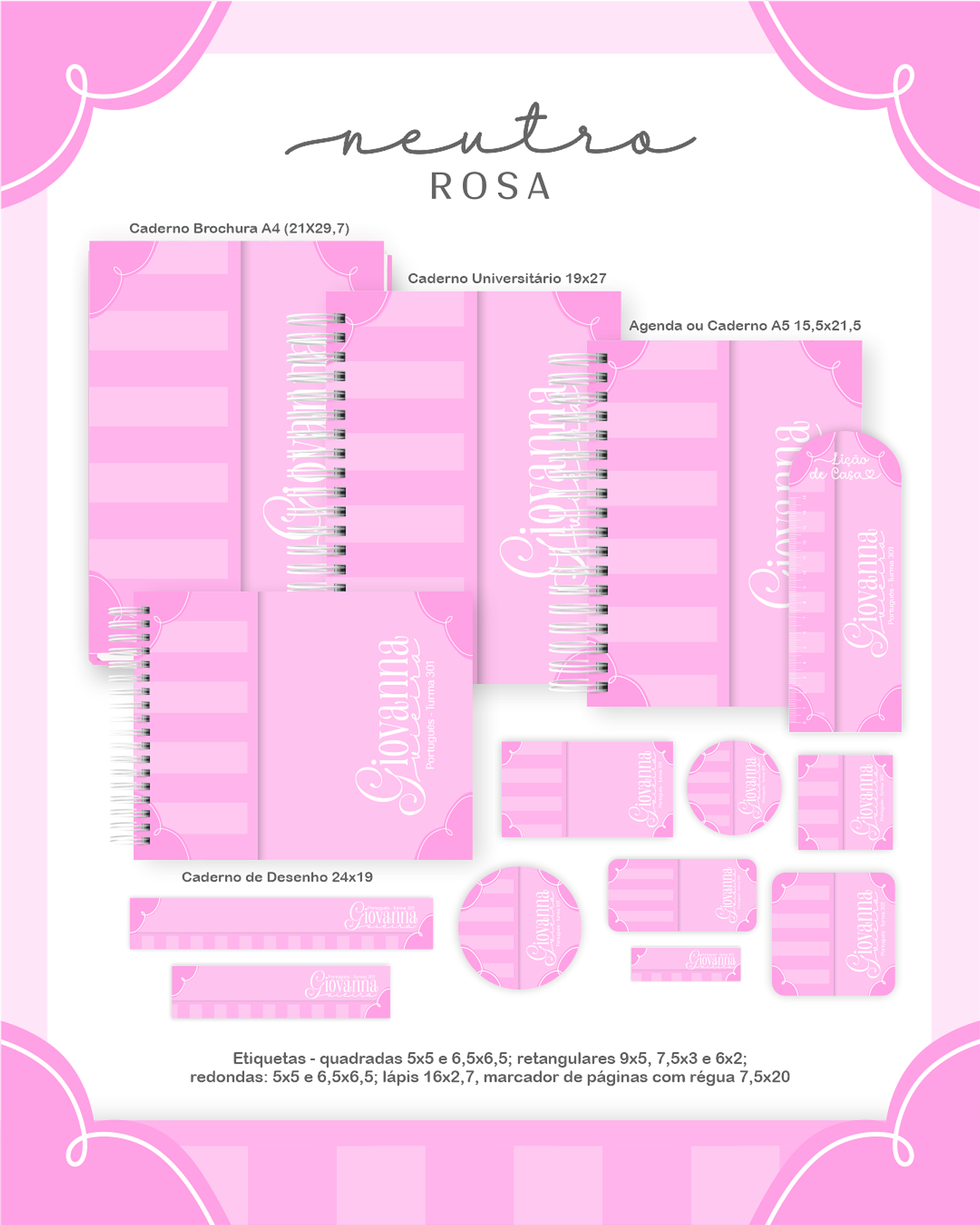 Arquivo Encadernação Escolar 2026 Neutro Rosa 1