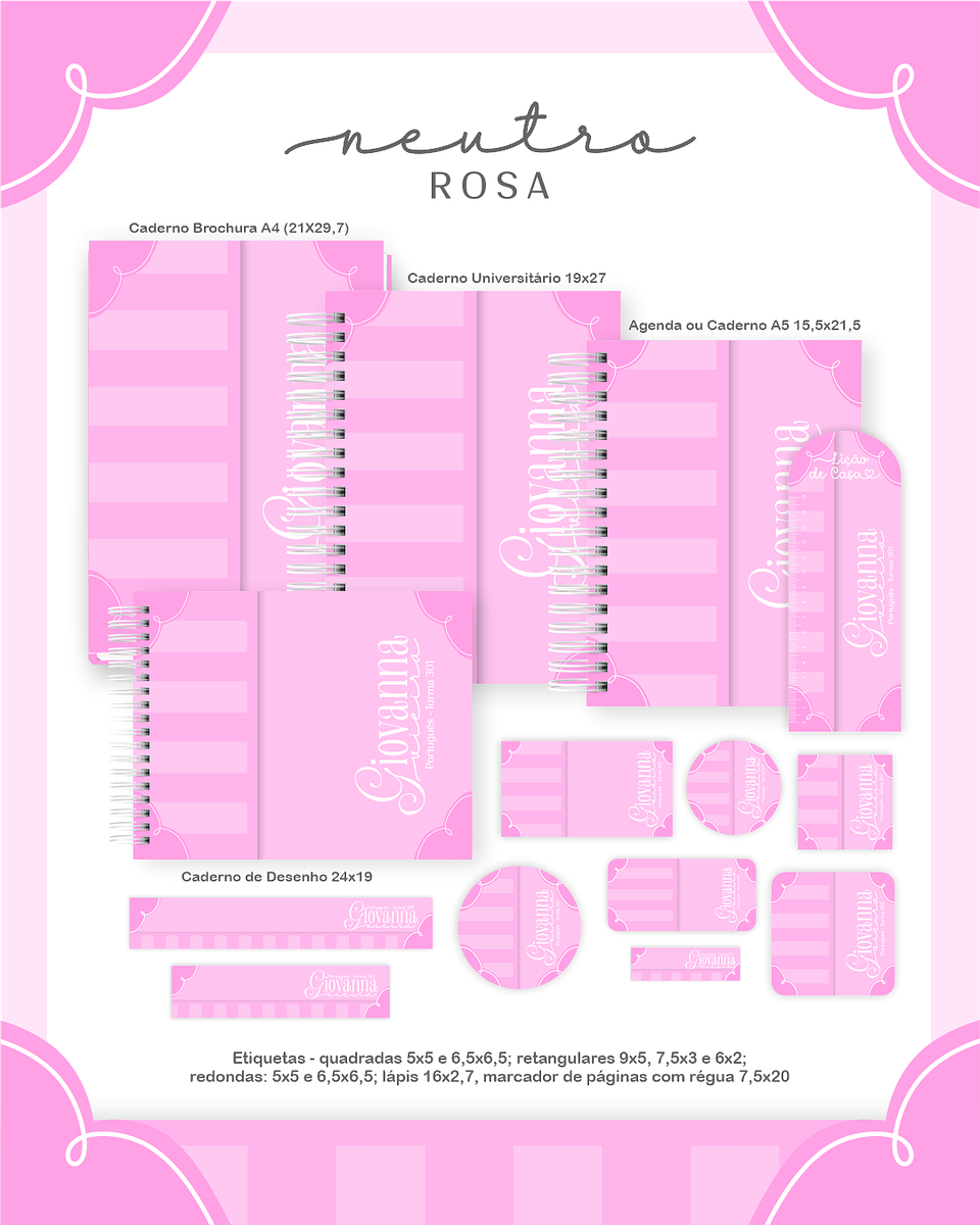Arquivo Encadernação Escolar 2026 Neutro Rosa 1
