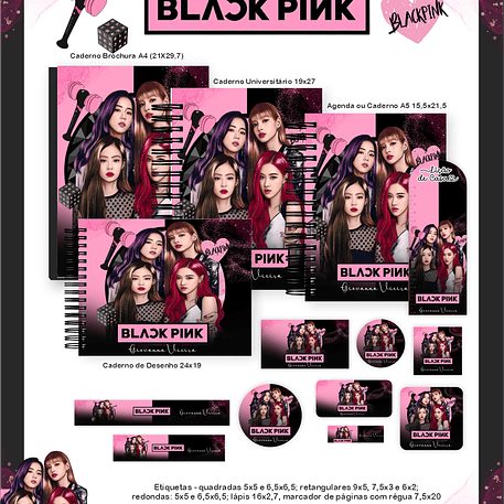 Arquivo Encadernação Escolar 2026 Black Pink 1