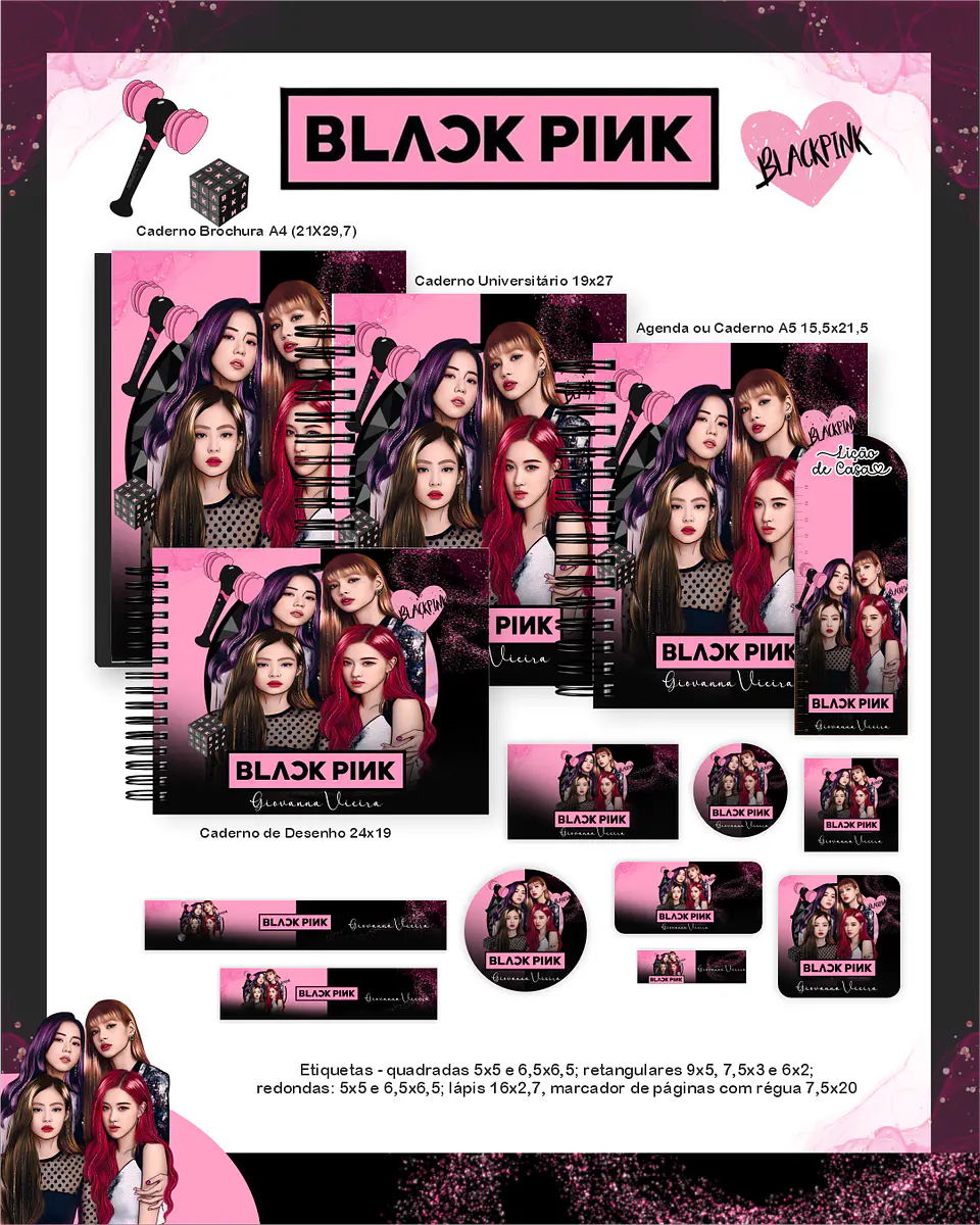 Arquivo Encadernação Escolar 2026 Black Pink 1