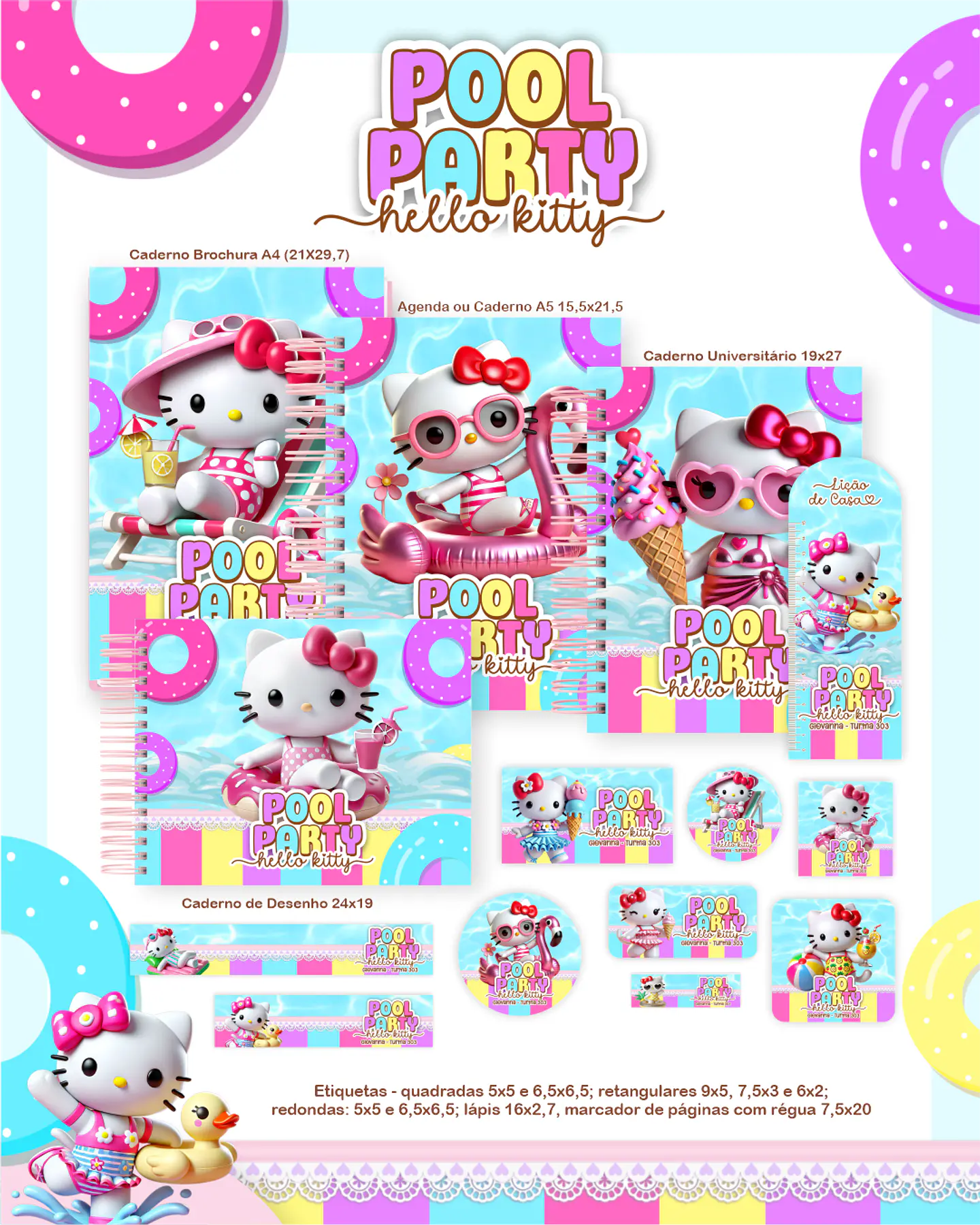 Arquivo Escolar Pool Party Hello Kitty - Pamella 1