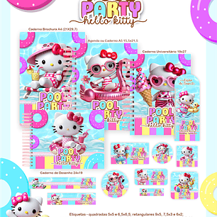 Arquivo Escolar Pool Party Hello Kitty - Pamella