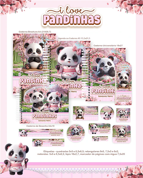 Arquivo Escolar I Love Pandinhas - Pamella