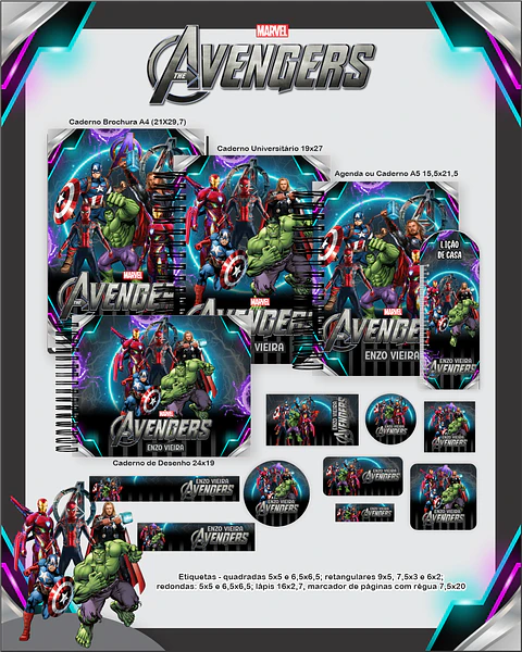 Arquivo Escolar Avengers - Pamella