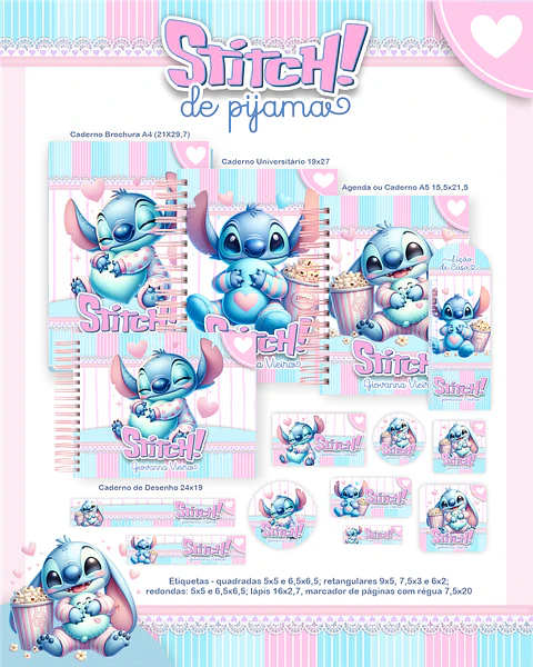 Arquivo Escolar Stitch de Pijama - Pamella
