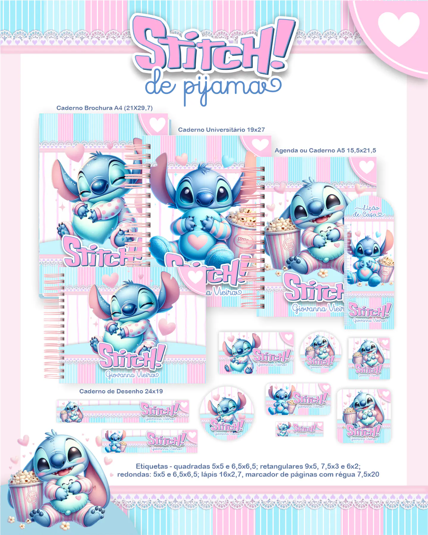 Arquivo Escolar Stitch de Pijama - Pamella 1