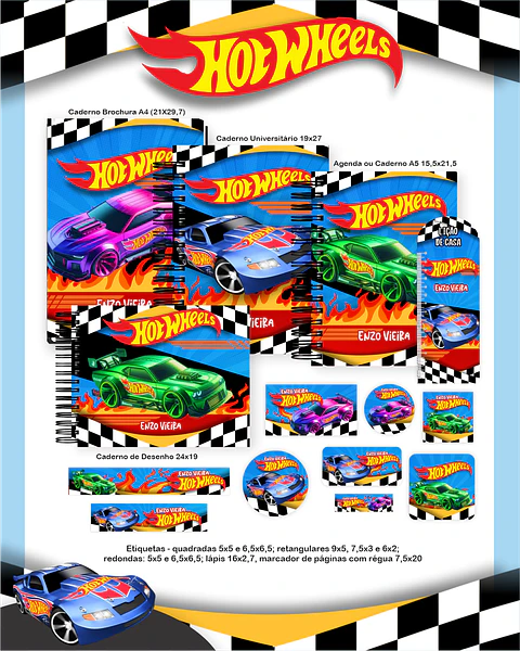 Arquivo Escolar Hot Wheels - Pamella