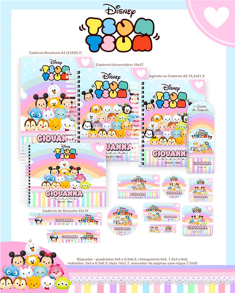Arquivo Escolar Tsum Tsum - Pamella