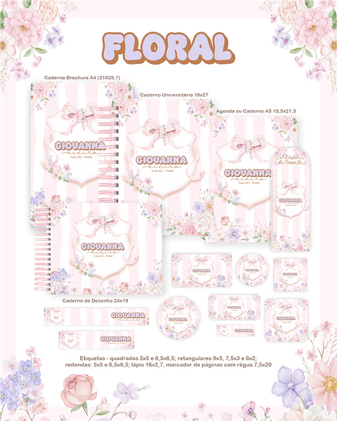 Arquivo Escolar Floral - Pamella