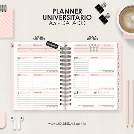 Arquivo Miolo Planner A5 Datado Horizontal 1