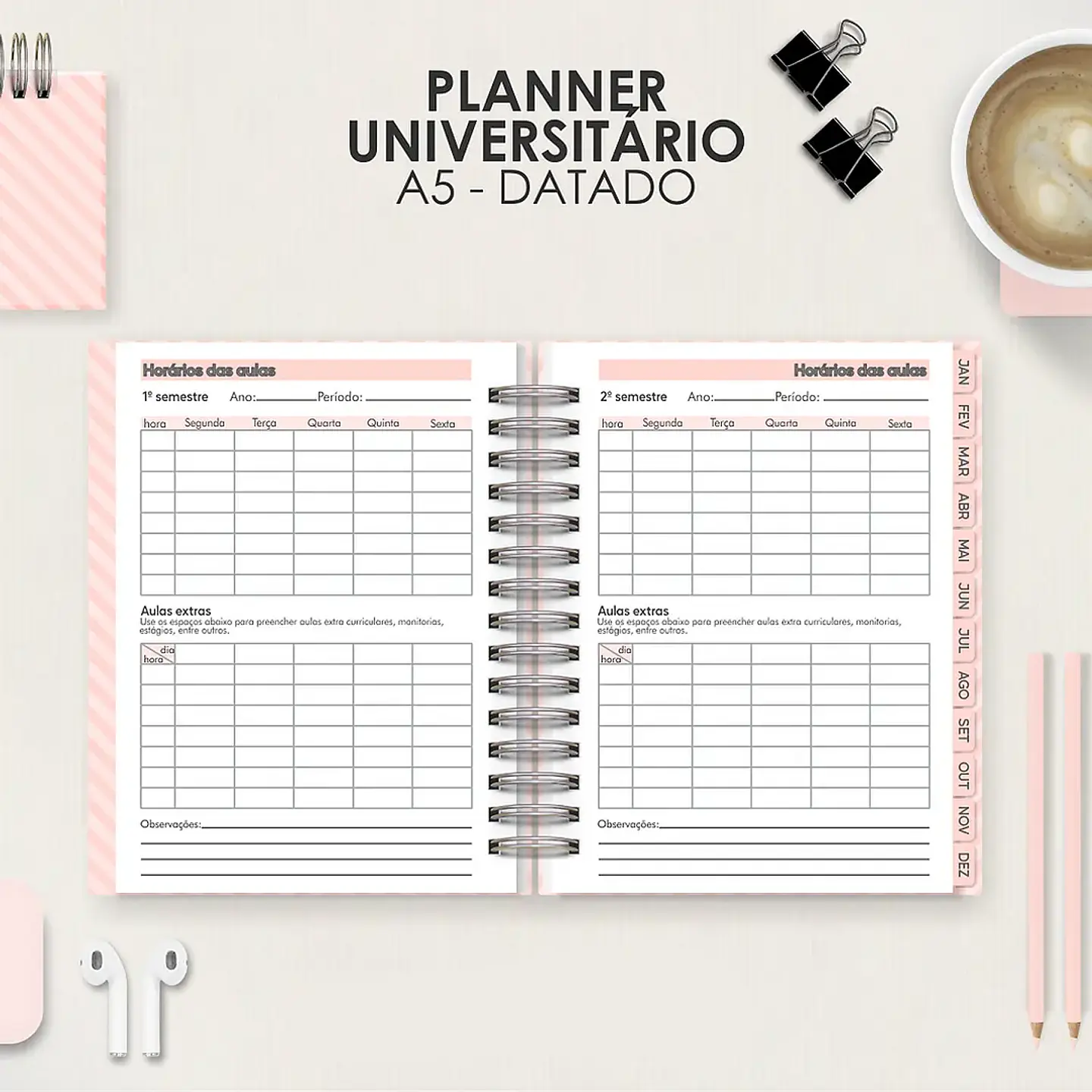 Arquivo Miolo Planner A5 Datado Horizontal 3