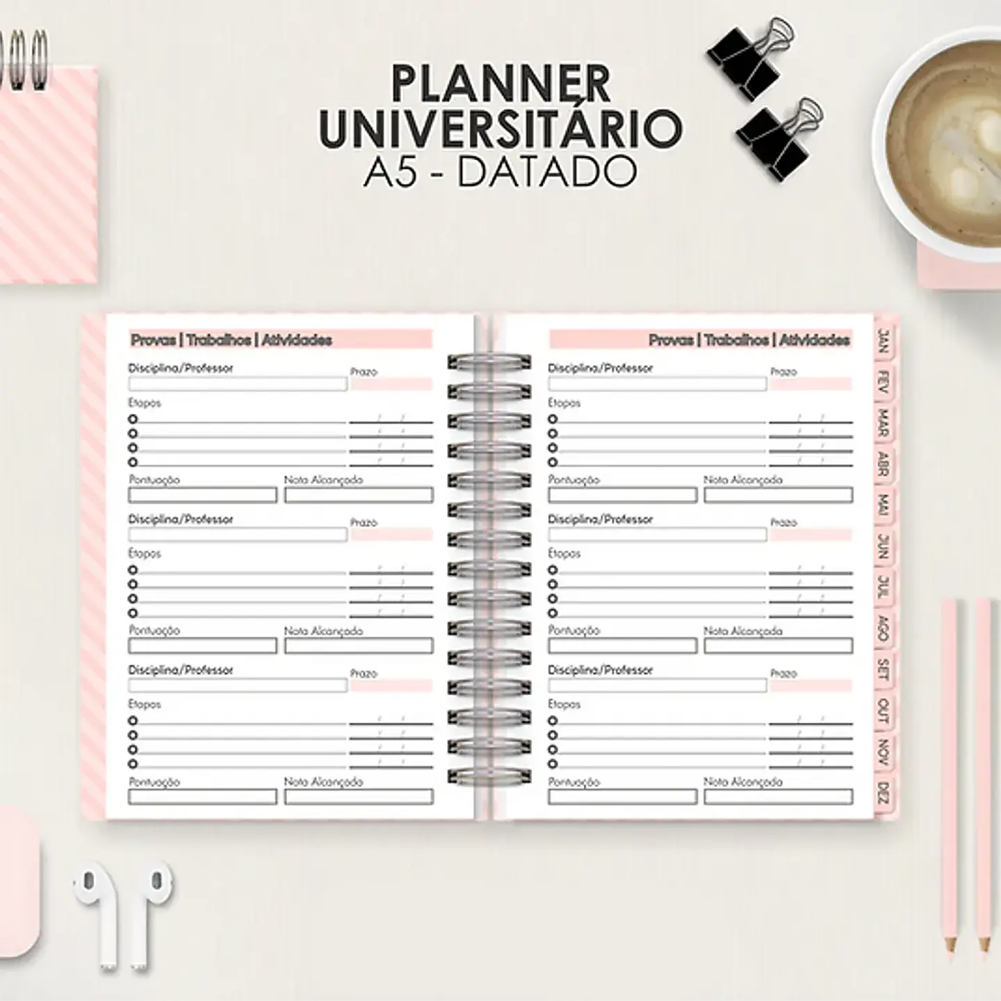 Arquivo Miolo Planner A5 Datado Horizontal 4
