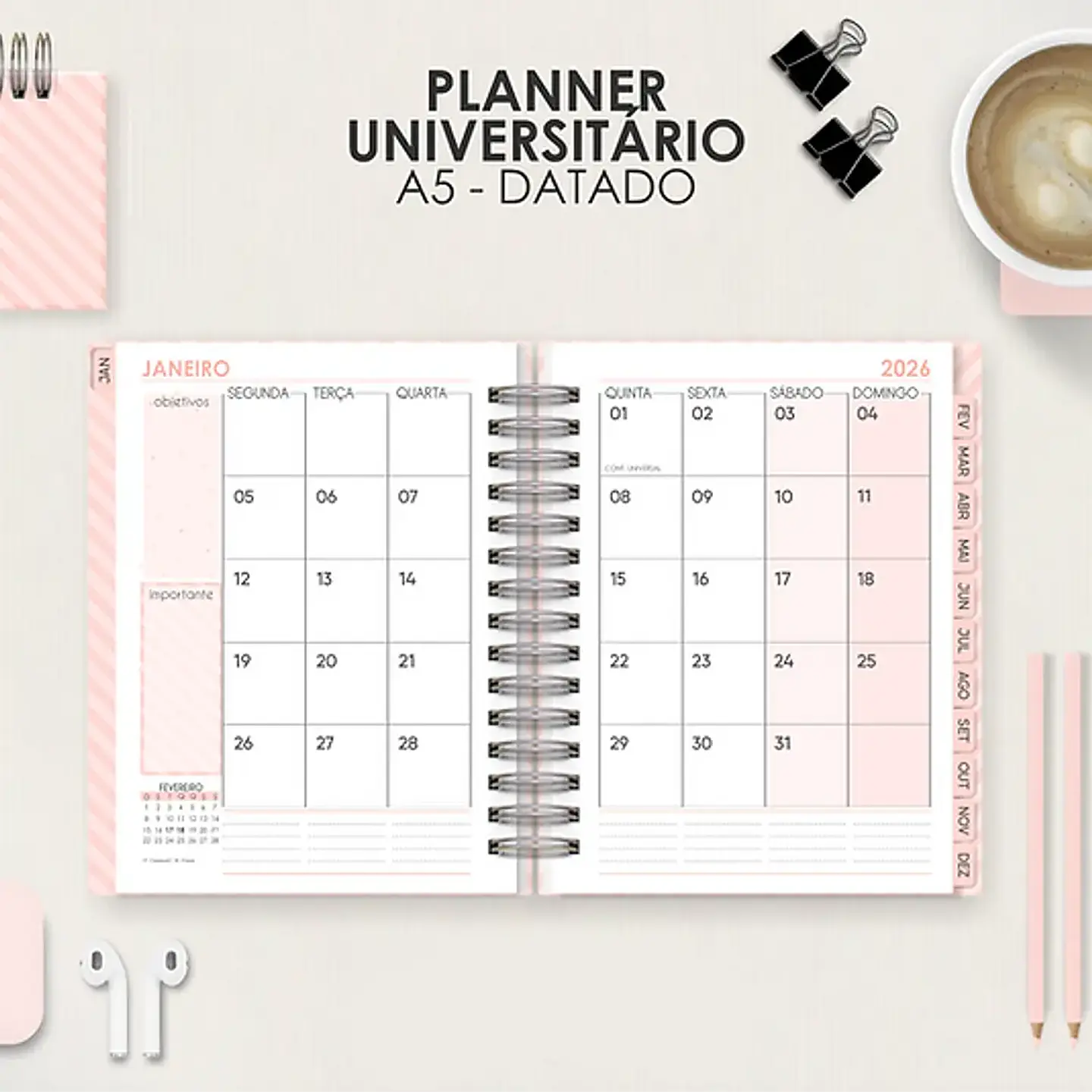 Arquivo Miolo Planner A5 Datado Horizontal 8