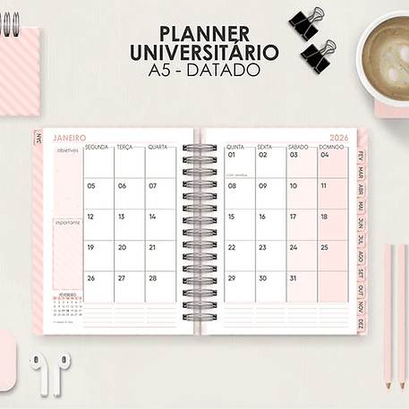 Arquivo Miolo Planner A5 Datado Horizontal 8
